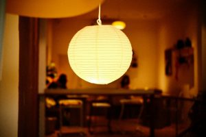 Photo warm paper lantern ceiling light